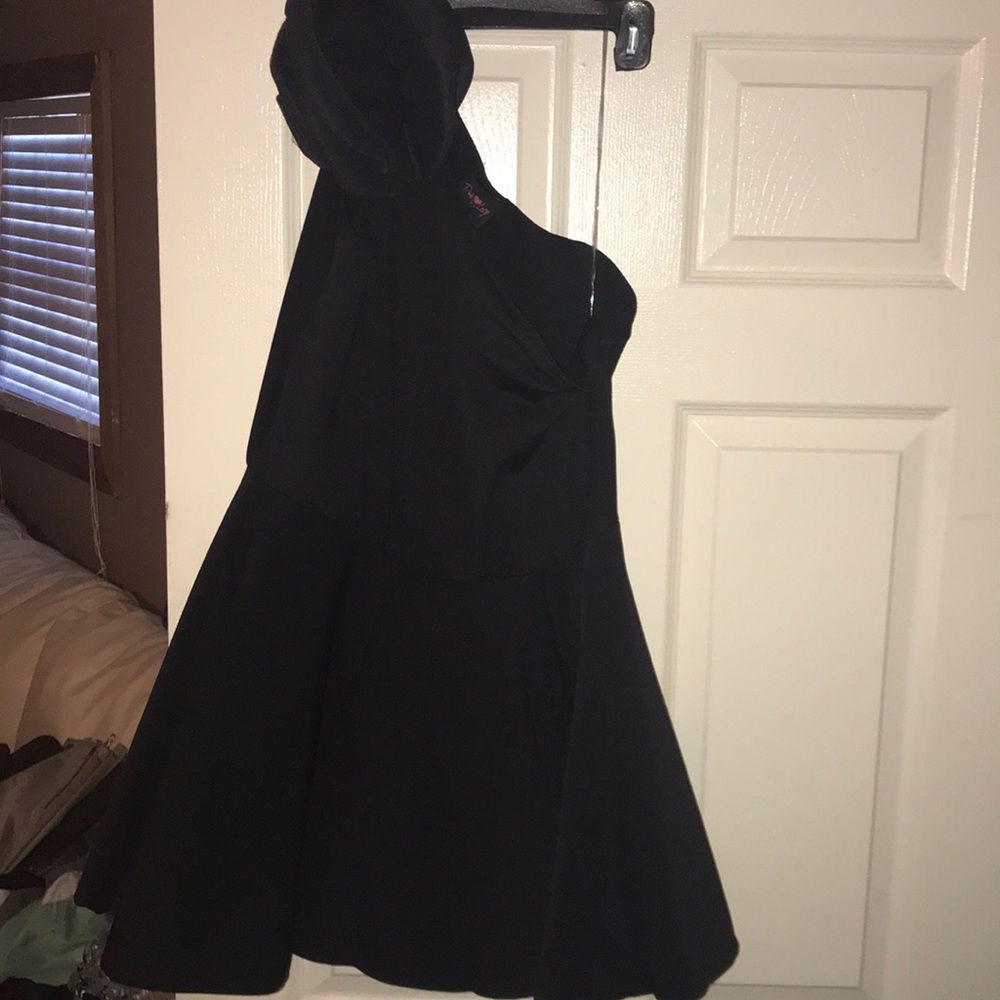 Black one shoulder cocktail dress